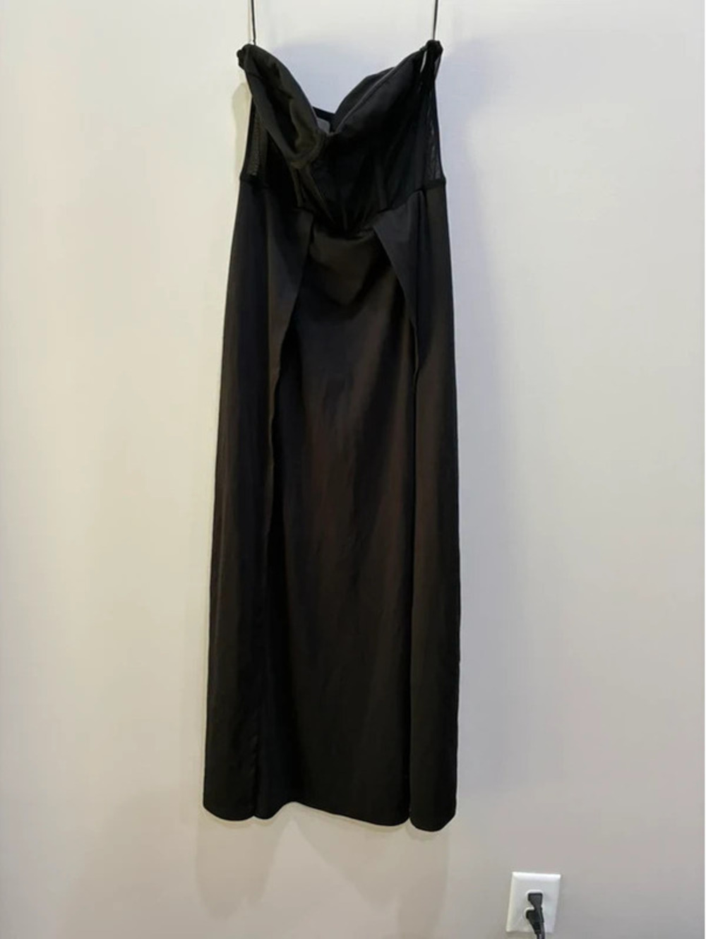 ASOS Women's Black Strapless Maxi Dress with Mesh Detail, Size L